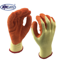 NMSAFETY orange latex 10g polyester coated work gloves
